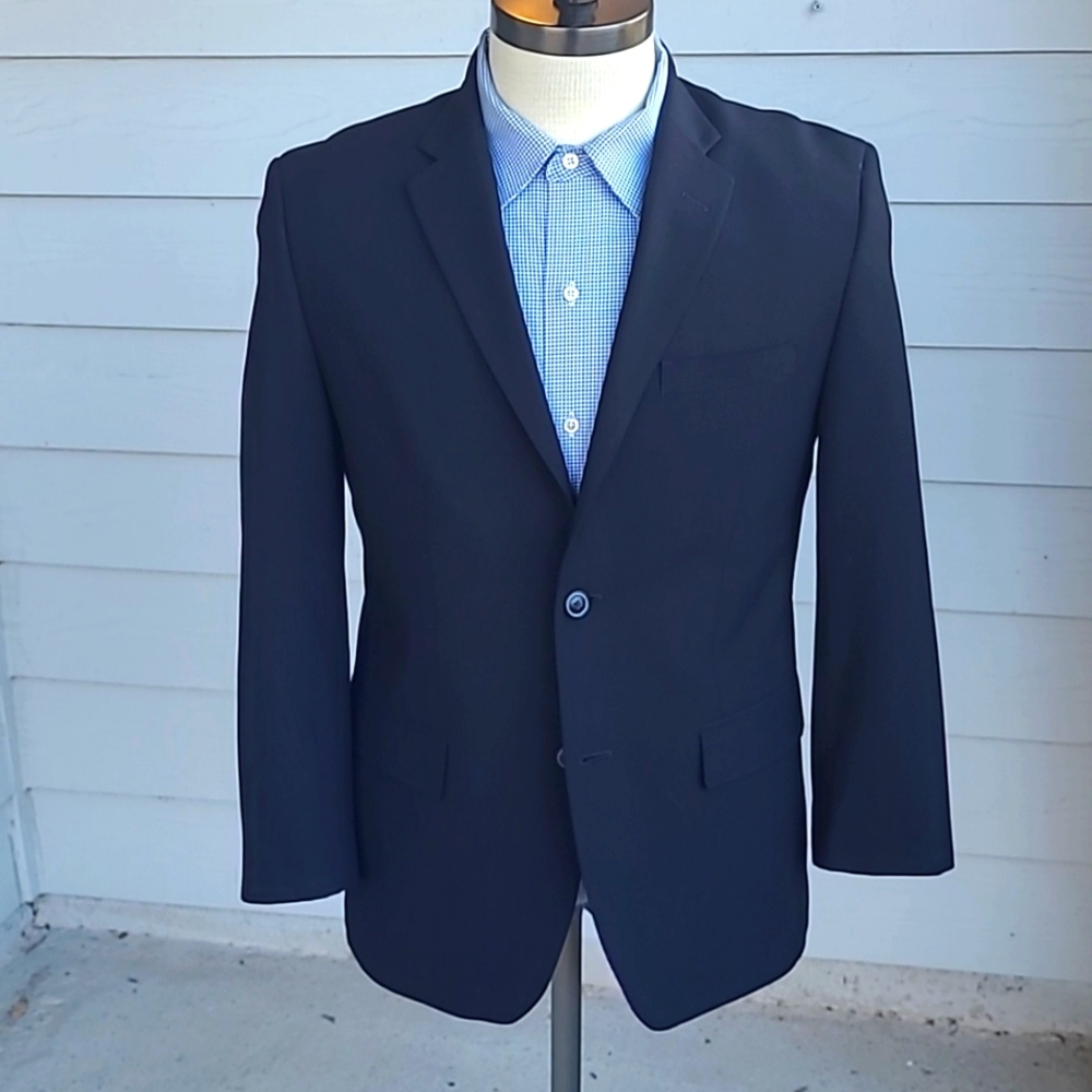BEN SHERMAN Black Solid Polyester Blend Mens Sz 38‎ S Sport Coat Blazer
